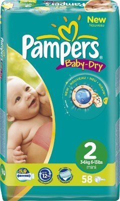 Portiek puree rook 4015400294023 PAMPERS Baby Dry extra Gr.2 mini 3-6kg 58 St