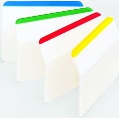 Post-it Durable Tabs 686A-1, 2 in x 1.5 in (50.8 mm x 38 mm) Beige, Green, Red, Canary Yellow 24 pk/cs