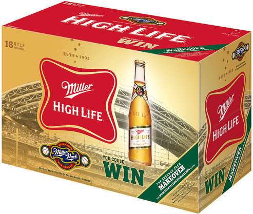 34100012564 Miller High Life Beer, 12 fl oz, 18 pack