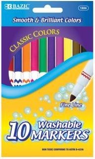 Bazic 8 Color Broad Line Jumbo Washable Markers