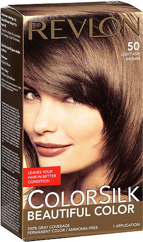 309978695509 Revlon Colorsilk Beautiful Color Permanent Hair Color, 50  Light Ash Brown