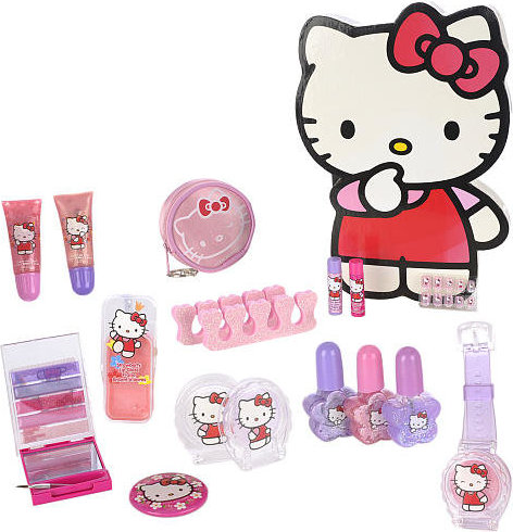 Включи hello kitty косметика. Косметика с Хеллоу Китти. Набор косметики Хелло Китти. Хеллоу Китти наборы с косметикой. Набор хелол Кити касметика.