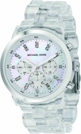 691464482206, 4048803684535 Michael Kors Quartz, Mother of Pearl Dial  Acrylic Clear Band - Womens Wa