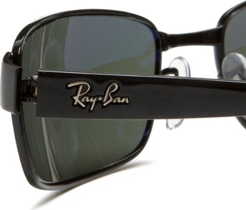 805289161066 Ray-Ban RB 3364-002 Black-Frame Sunglasses With Crystal Green  Lenses- 62mm