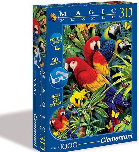 Pellen Tether Anoniem 8005125391882 Majestic Macaws 1000 Piece Magic 3D Jigsaw Puzzle