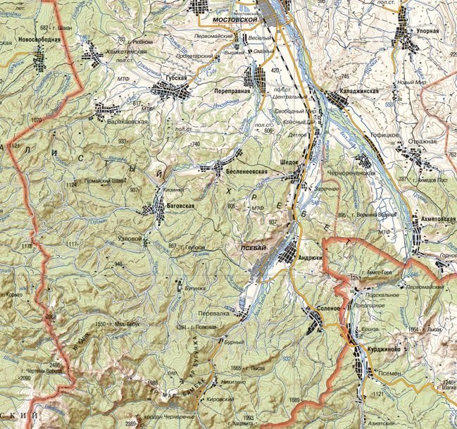 Карта краснодарского края карта мостовского района краснодарского края