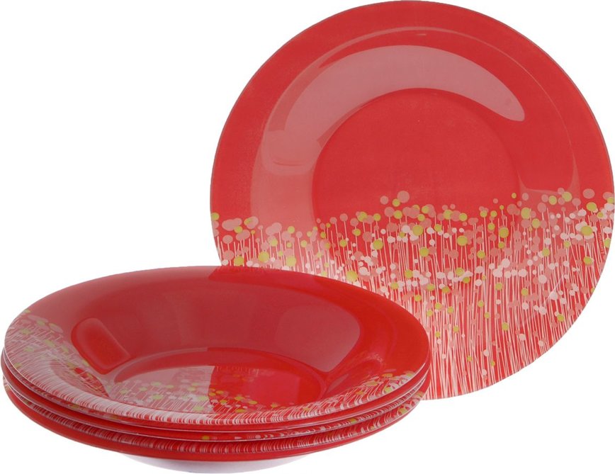 Купить красную посуду. Luminarc "Flowerfield". Luminarc Flowerfield anis. Красная посуда Люминарк. Набор посуды Люминарк красный.