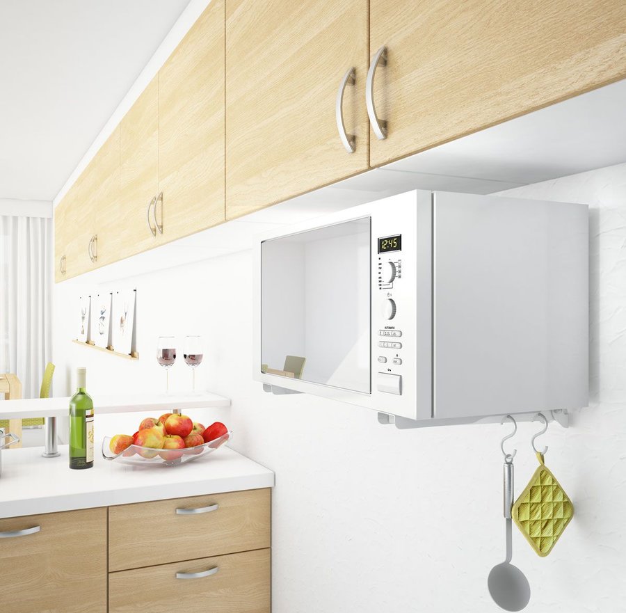 подвесной шкаф для микроволновки на кухне