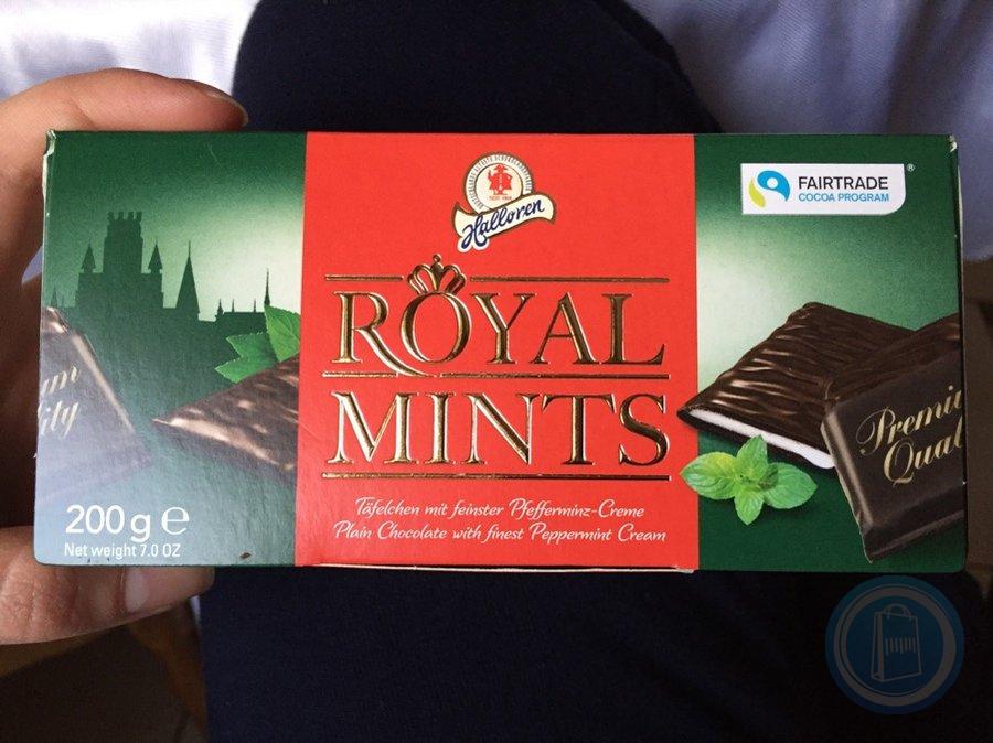 Шоколад Halloren Royal Mints темный с мятной начинкой порционный, 51% какао